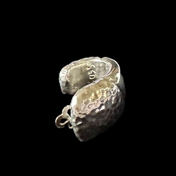 Simon Sebbag Designs Sterling Silver Hammered J Shaped Hoop Earrings - Picture 9 of 9